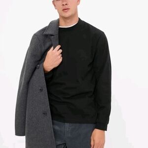 GAP Men's Mockneck Longsleeve T-Shirt Black 100% Cotton Thick Crewneck Size XL